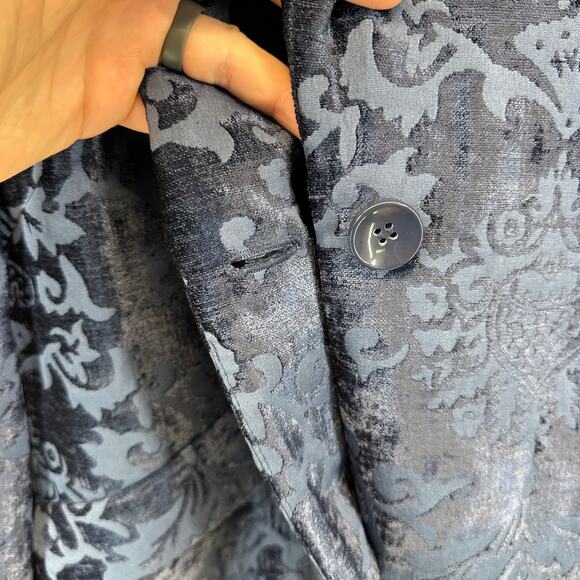 Chico's Chenille Jacquard Jacket Womens Size 3 Blue 100% Polyester Long Sleeve - Picture 3 of 12